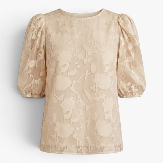 Damen Bloom Textur Puffärmel Bluse