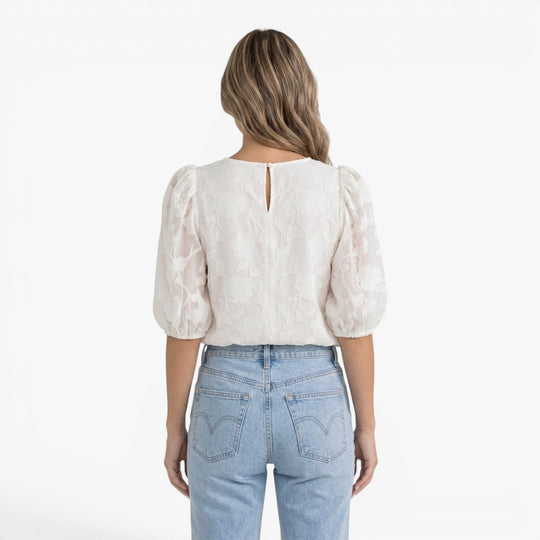 Damen Bloom Textur Puffärmel Bluse