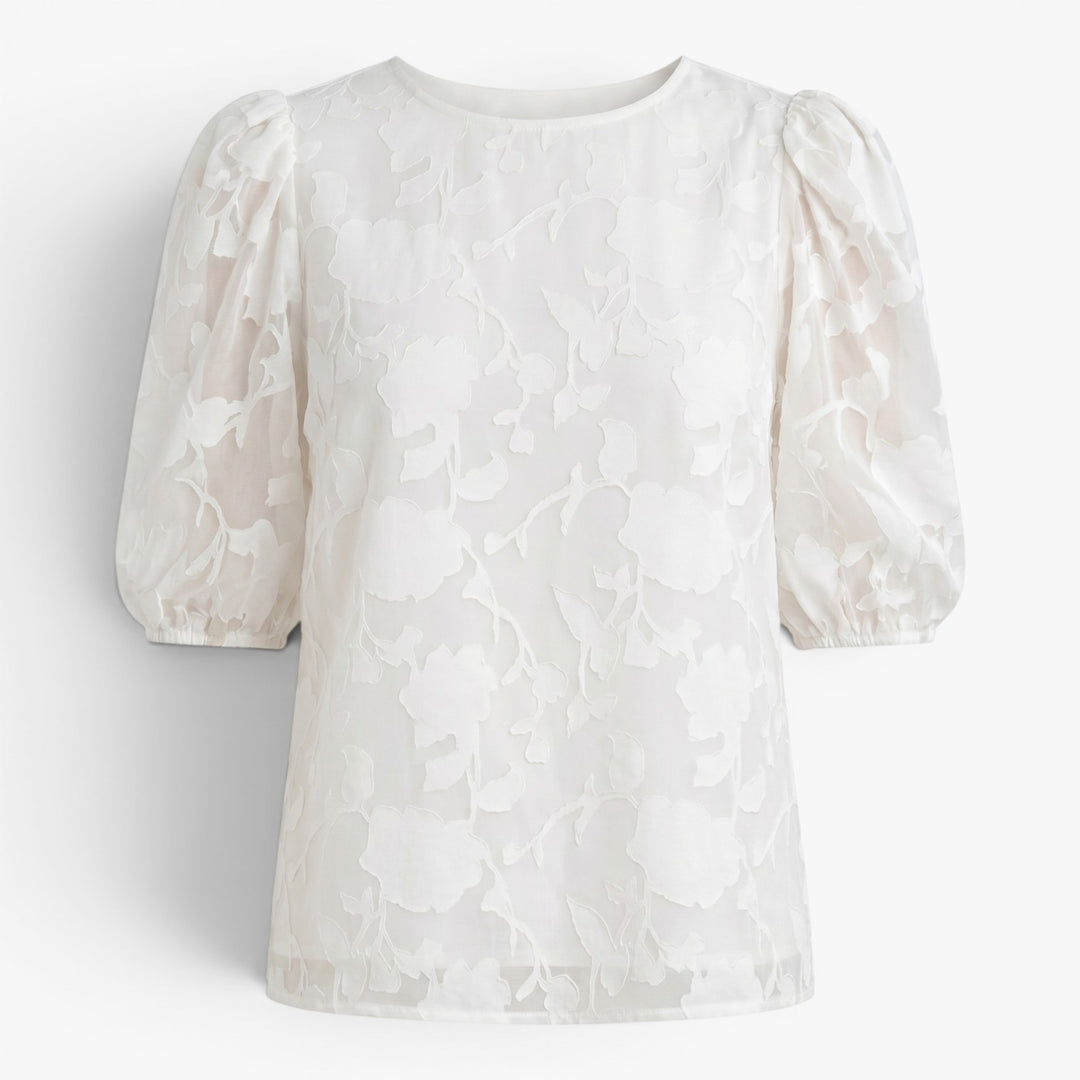 Damen Bloom Textur Puffärmel Bluse