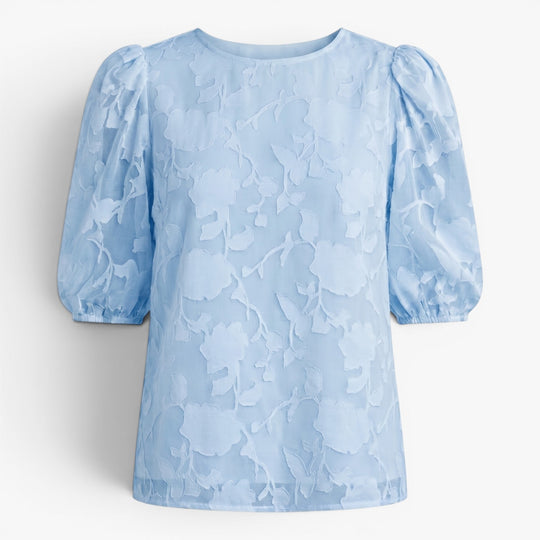 Damen Bloom Textur Puffärmel Bluse