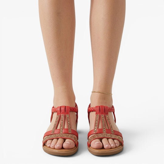Women's Rhinestone Braided Comfort Wedge Sandals