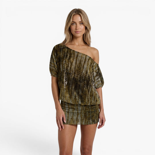Women's Backless Devoré Velvet Halter Mini Dress