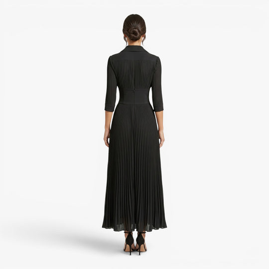 Women's Pleated Waist-Defined Elegant Maxi Dress