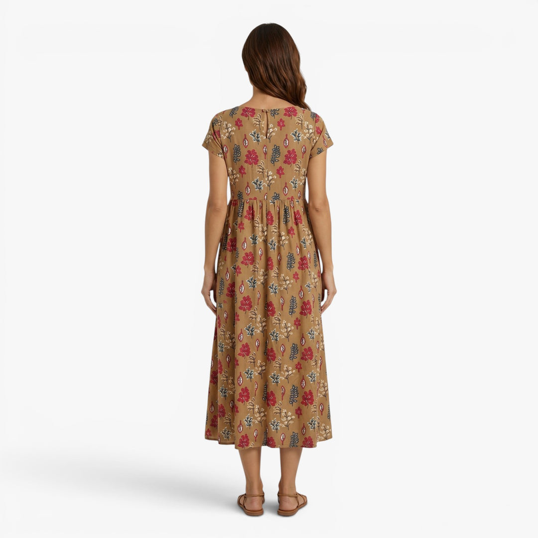 Damen Midikleid mit vintage Blumenmuster für den Alltag