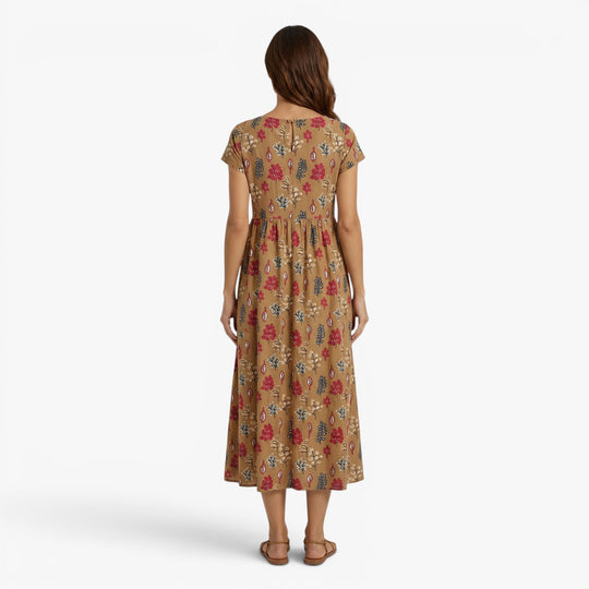 Damen Midikleid mit vintage Blumenmuster für den Alltag