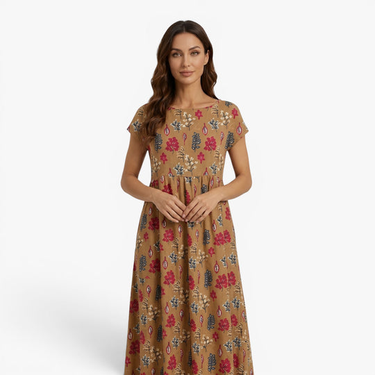 Damen Midikleid mit vintage Blumenmuster für den Alltag