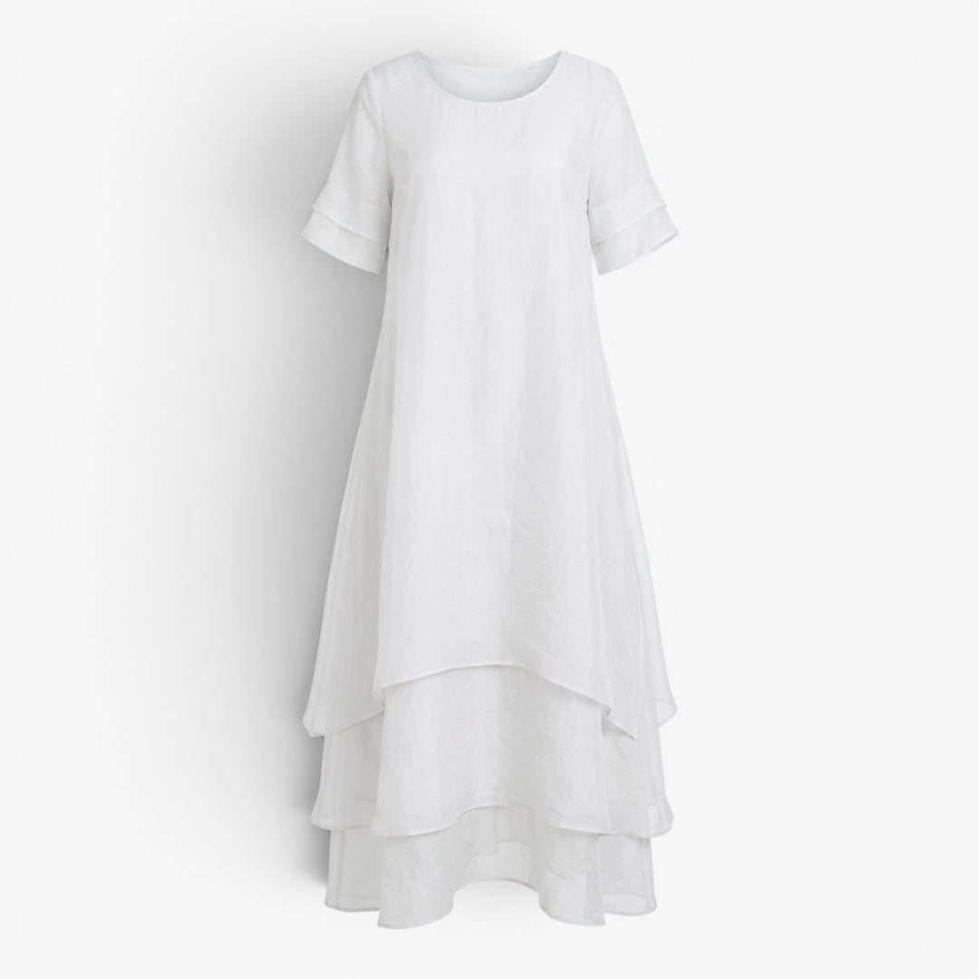 Women's Flowing Layered Maxi Dress with Elegant Overlay