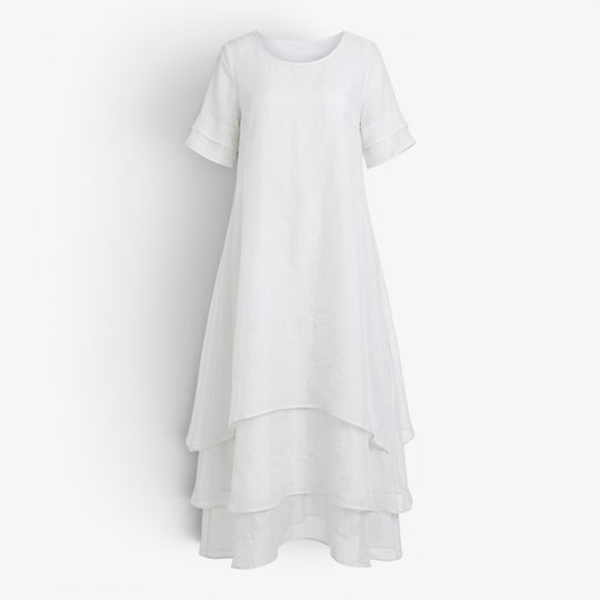 Women's Flowing Layered Maxi Dress with Elegant Overlay