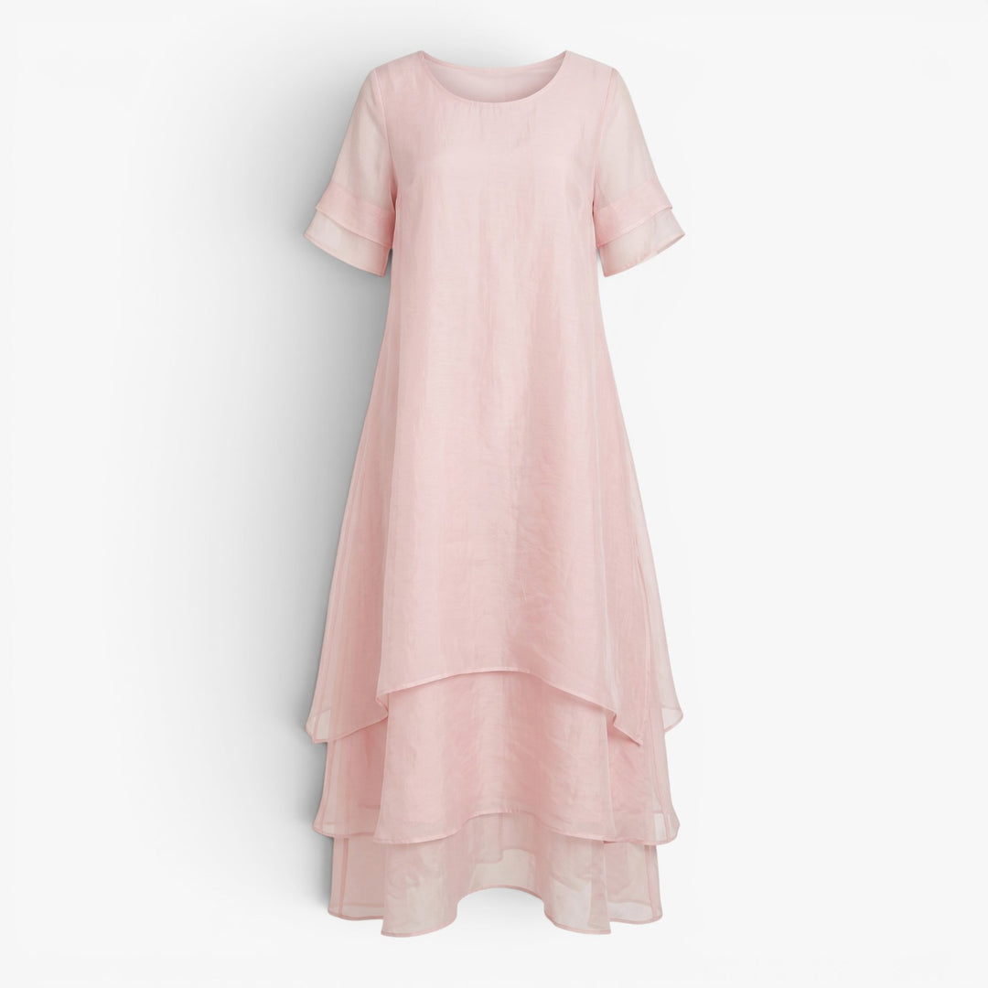 Women's Flowing Layered Maxi Dress with Elegant Overlay