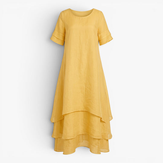 Women's Flowing Layered Maxi Dress with Elegant Overlay