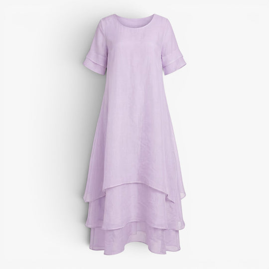 Women's Flowing Layered Maxi Dress with Elegant Overlay