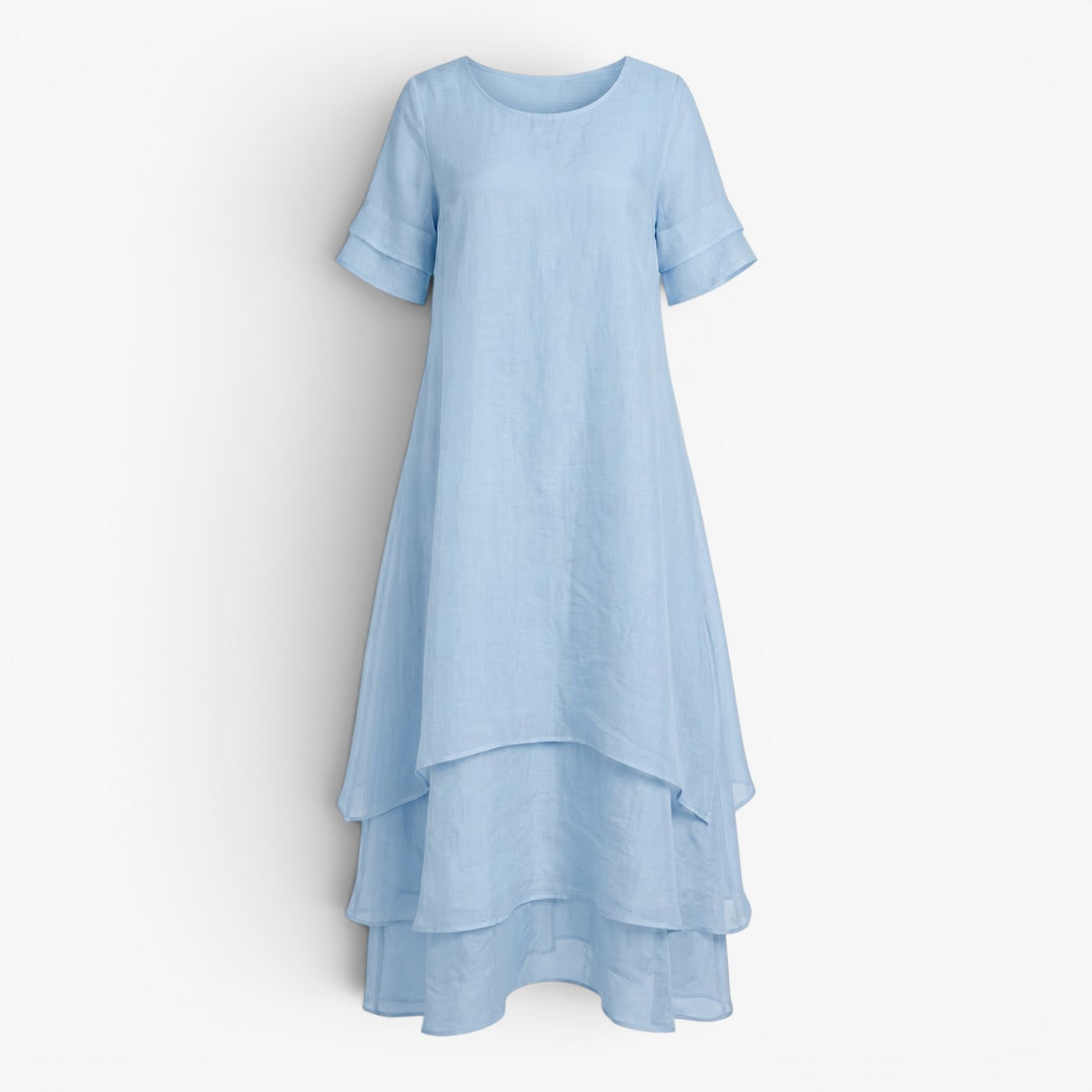 Women's Flowing Layered Maxi Dress with Elegant Overlay