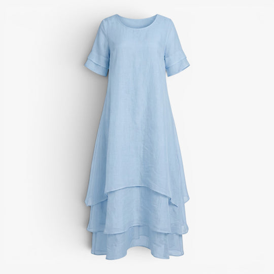 Women's Flowing Layered Maxi Dress with Elegant Overlay