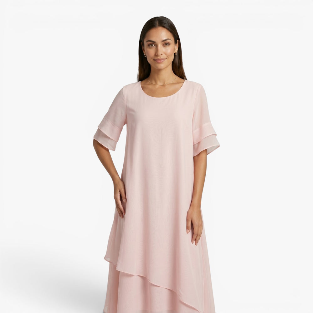 Women's Flowing Layered Maxi Dress with Elegant Overlay