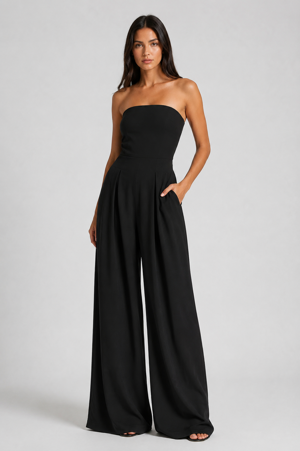 Women's Strapless Wide Leg Jumpsuit for Evening and Formal Occasions