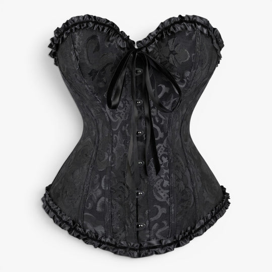 Women’s Jacquard Strapless Corset Top with Satin Ribbon Detail