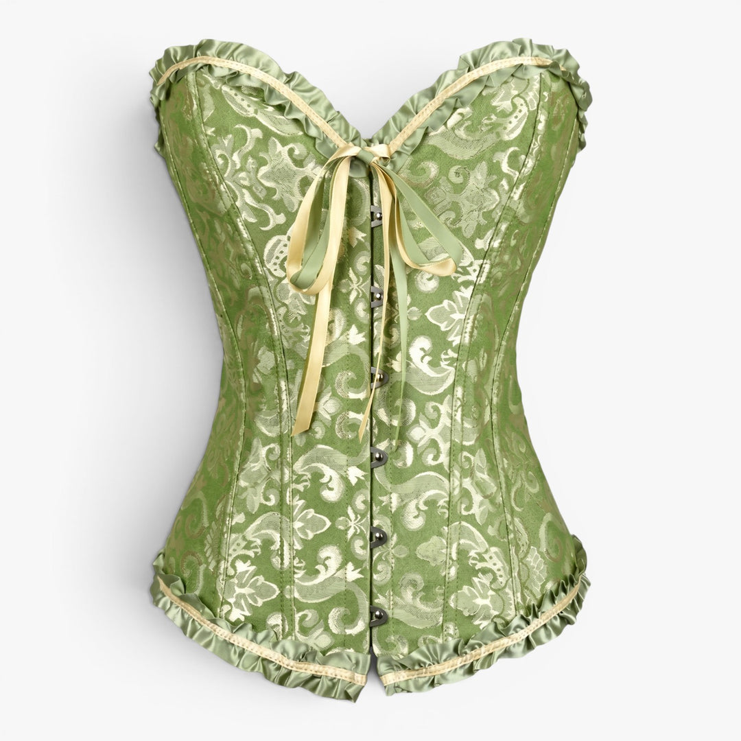 Women’s Jacquard Strapless Corset Top with Satin Ribbon Detail