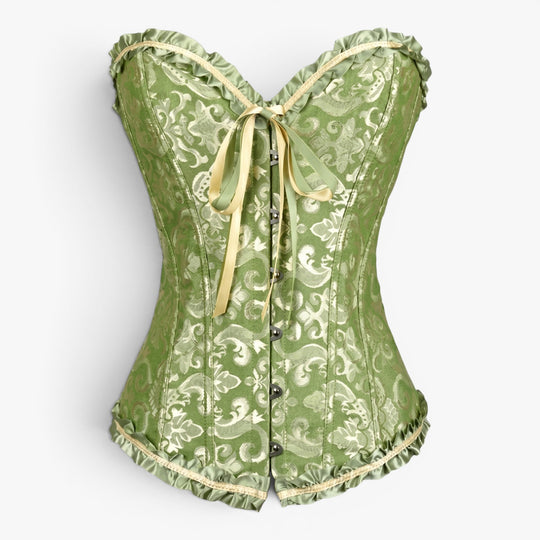 Women’s Jacquard Strapless Corset Top with Satin Ribbon Detail
