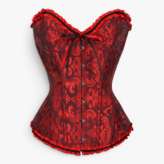 Women’s Jacquard Strapless Corset Top with Satin Ribbon Detail