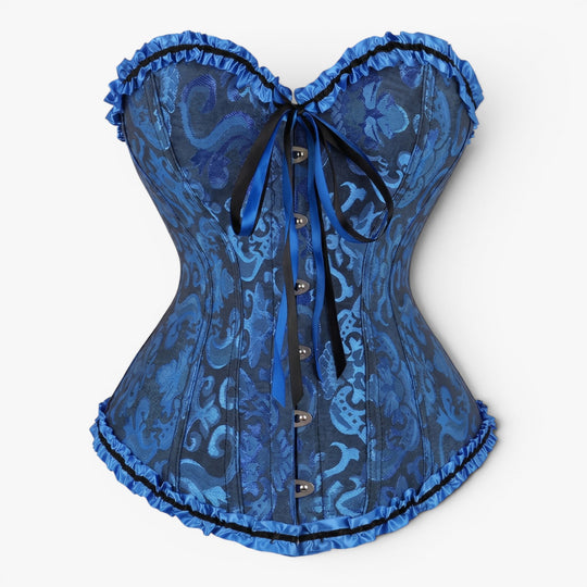 Women’s Jacquard Strapless Corset Top with Satin Ribbon Detail