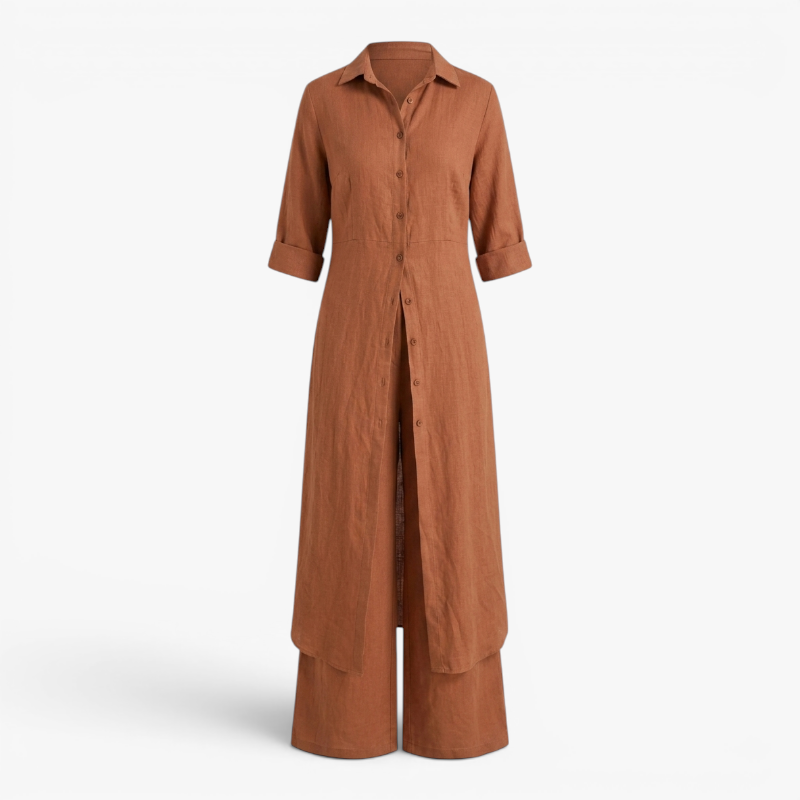 Women’s Linen Two Piece Set with Elegant Relaxed Fit