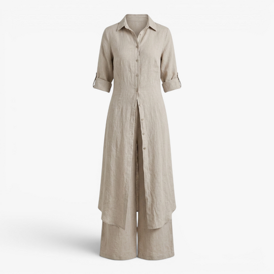 Women’s Linen Two Piece Set with Elegant Relaxed Fit