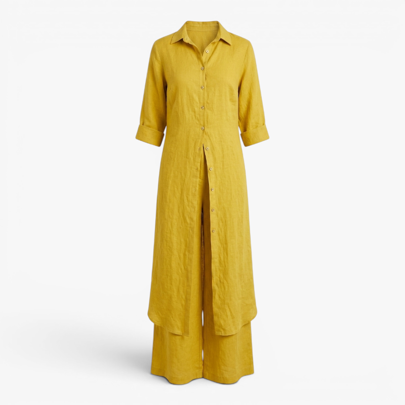 Women’s Linen Two Piece Set with Elegant Relaxed Fit