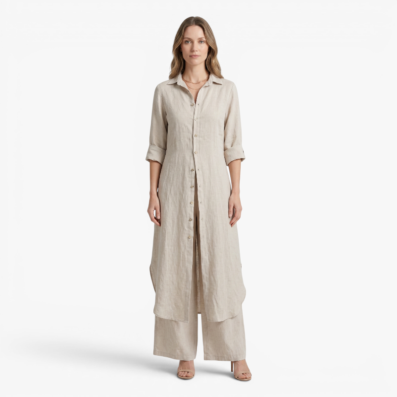 Women’s Linen Two Piece Set with Elegant Relaxed Fit