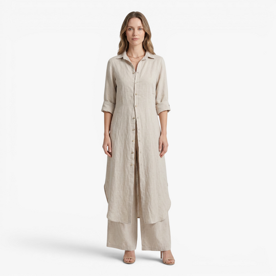 Women’s Linen Two Piece Set with Elegant Relaxed Fit