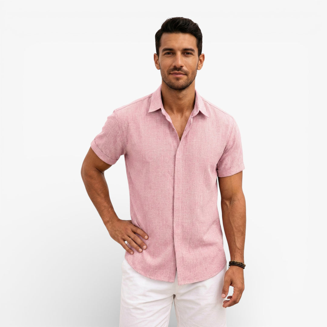Men's Linen Cotton Blend Short Sleeve Shirt