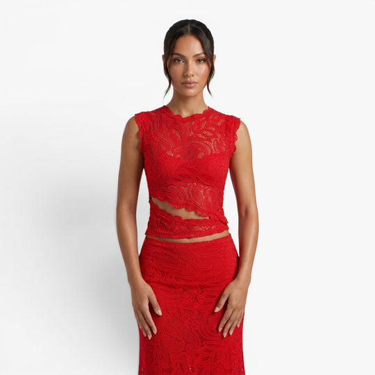 Women's Elegant Floral Lace Two-Piece Maxi Skirt Set