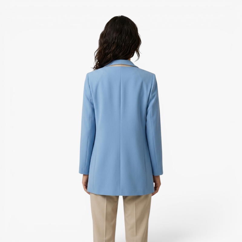 Women’s Tailored Long Blazer with Elegant Classic Fit
