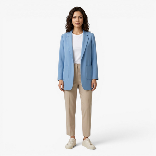 Women’s Tailored Long Blazer with Elegant Classic Fit