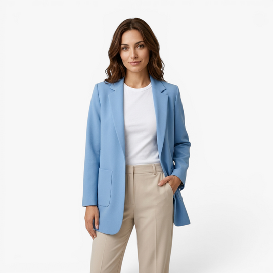 Women’s Tailored Long Blazer with Elegant Classic Fit