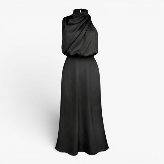 Damen elegantes Satin-Halterkleid in Midi-Länge für den Abend