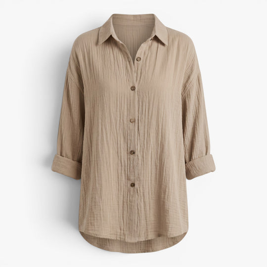 Women's Relaxed Texture Button Front Blouse