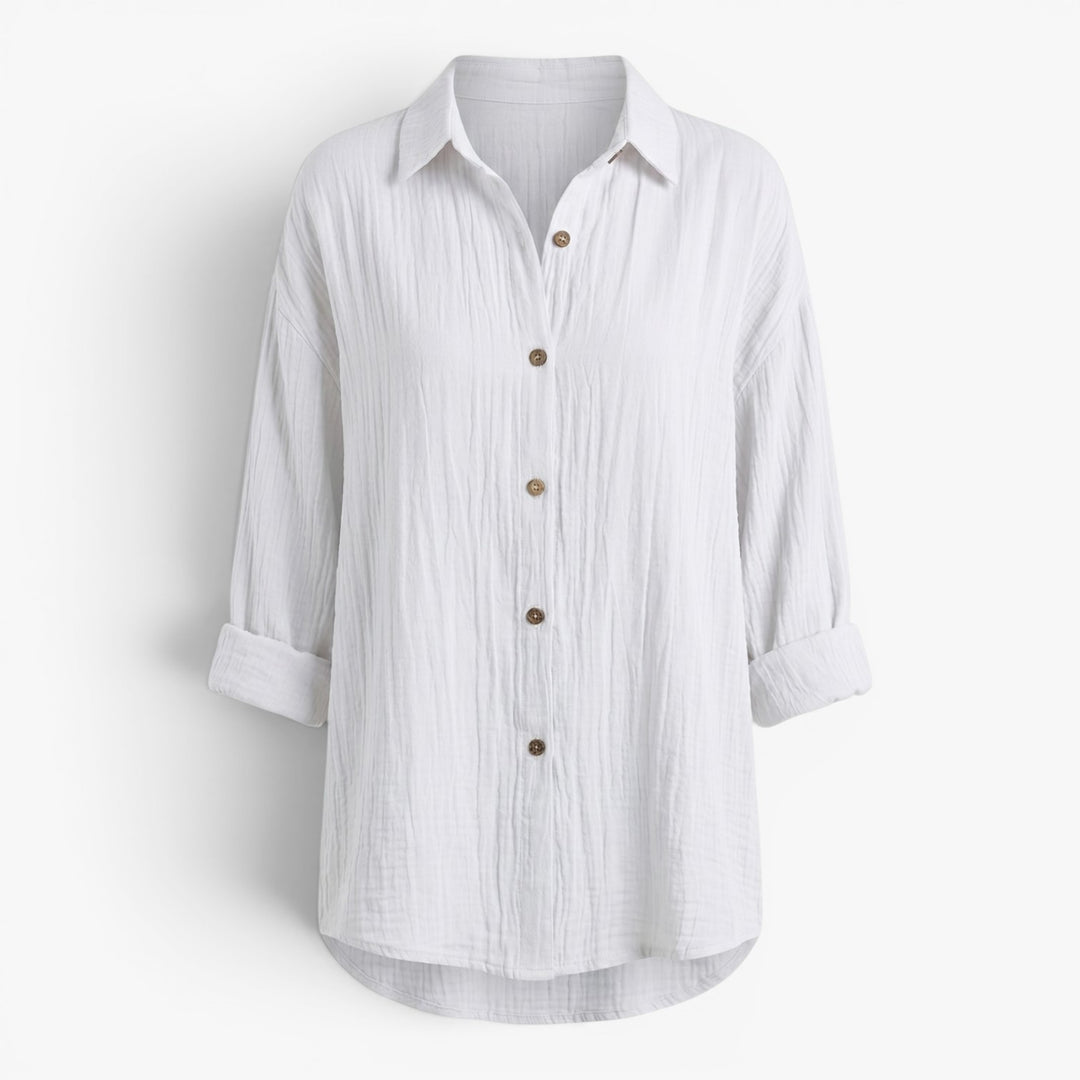 Women's Relaxed Texture Button Front Blouse
