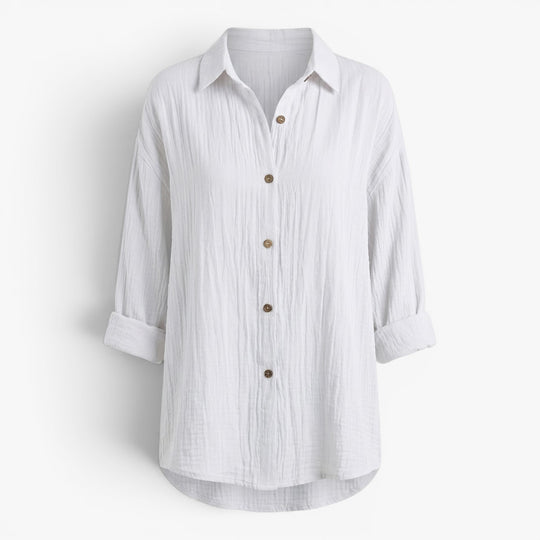 Women's Relaxed Texture Button Front Blouse