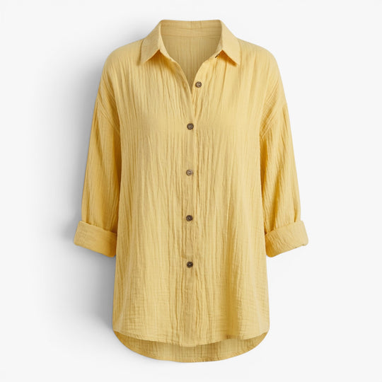 Women's Relaxed Texture Button Front Blouse