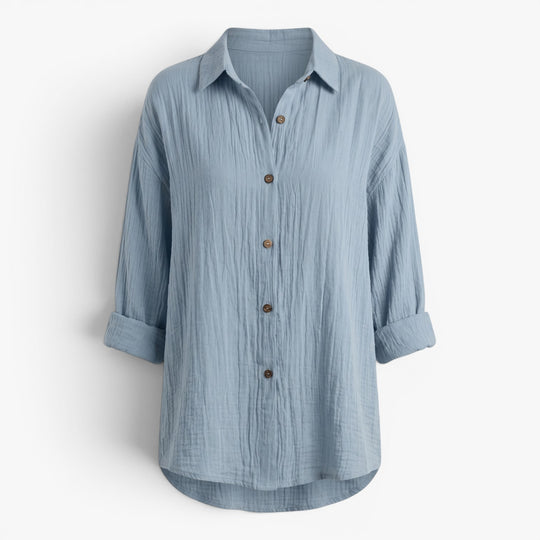 Women's Relaxed Texture Button Front Blouse