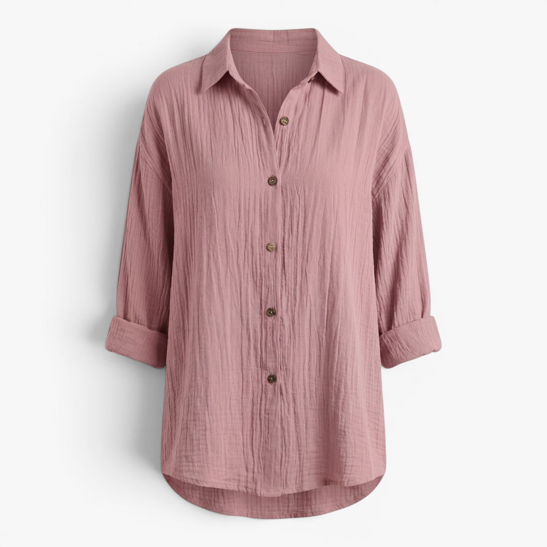 Women's Relaxed Texture Button Front Blouse