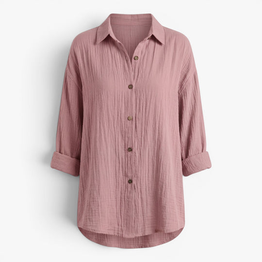Women's Relaxed Texture Button Front Blouse