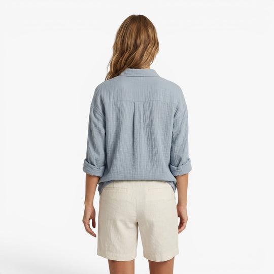 Women's Relaxed Texture Button Front Blouse