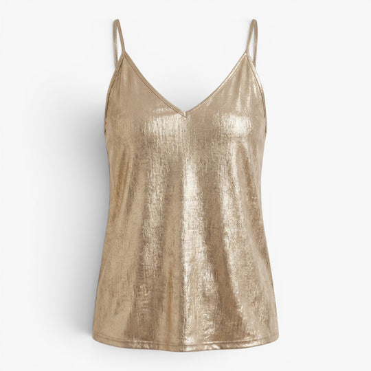 Women’s Satin V Neck Cami Top with Spaghetti Straps