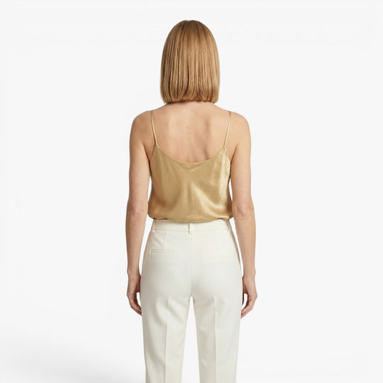 Women’s Satin V Neck Cami Top with Spaghetti Straps