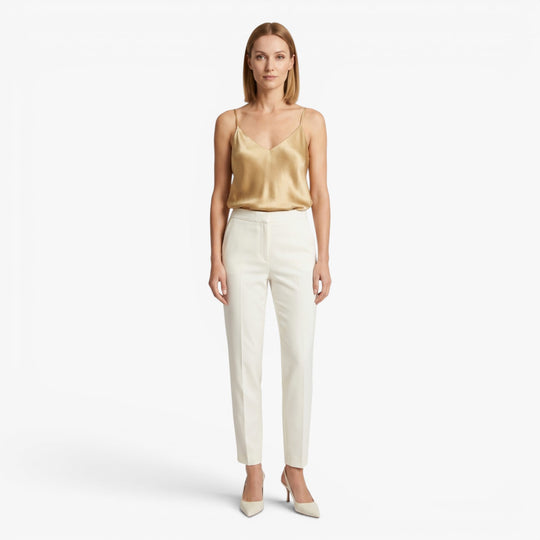 Women’s Satin V Neck Cami Top with Spaghetti Straps