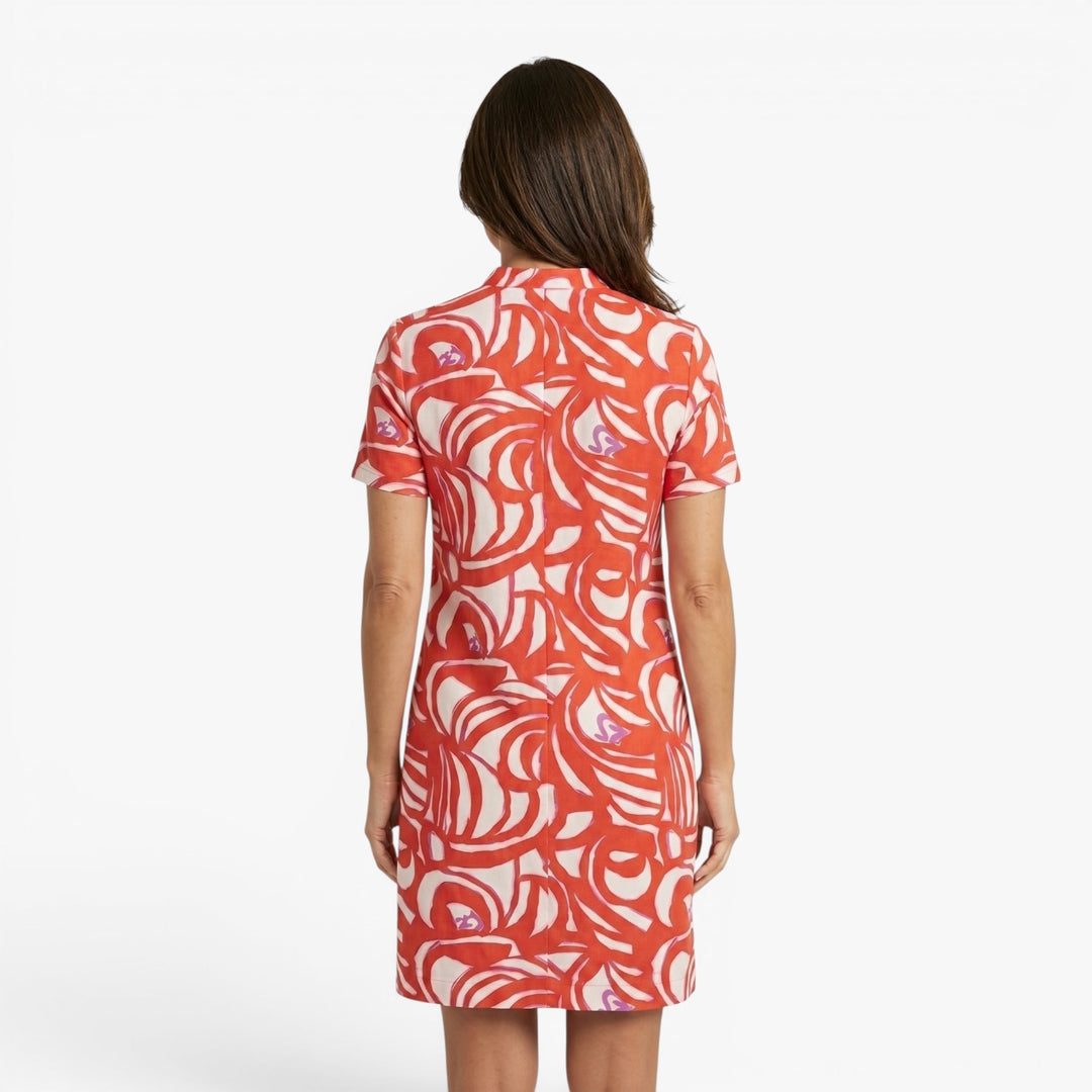 Women’s Abstract Print Short Sleeve Casual Dress with Pockets