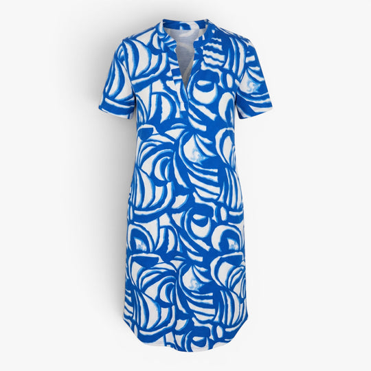 Women’s Abstract Print Short Sleeve Casual Dress with Pockets