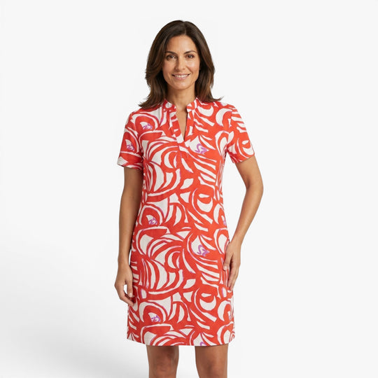 Women’s Abstract Print Short Sleeve Casual Dress with Pockets
