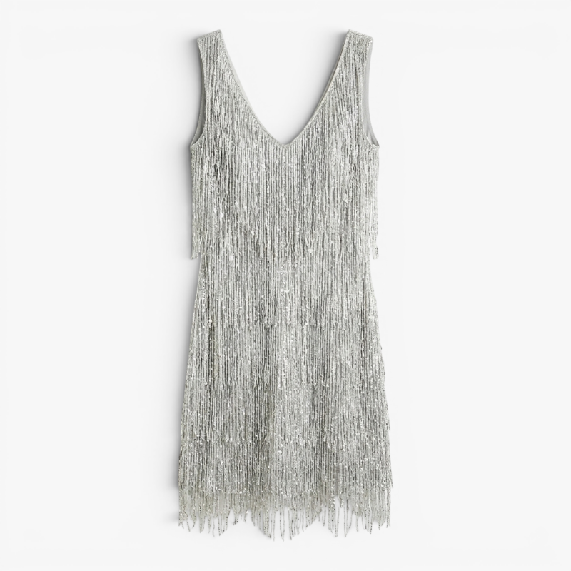 Women’s Fringe Mini Dress with Elegant Party Silhouette